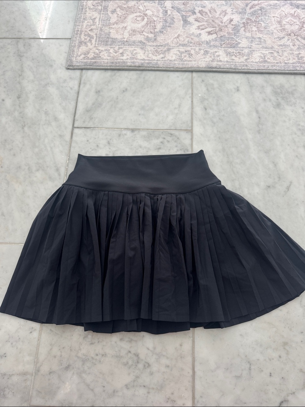 ALO Yoga Black Pleated Skater Skirt
